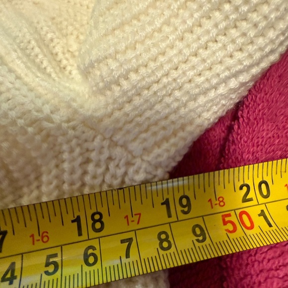 TALBOTS Women’s Ivory Lamb’s Wool Blend High Neck Cable Knit Tunic Sweater Small - Picture 8 of 9